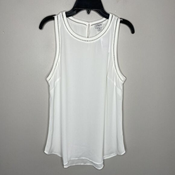 J CREW Top Womens 4 Ivory Sleeveless NEW Ladder Trim Lightweight AD366 - Picture 1 of 8